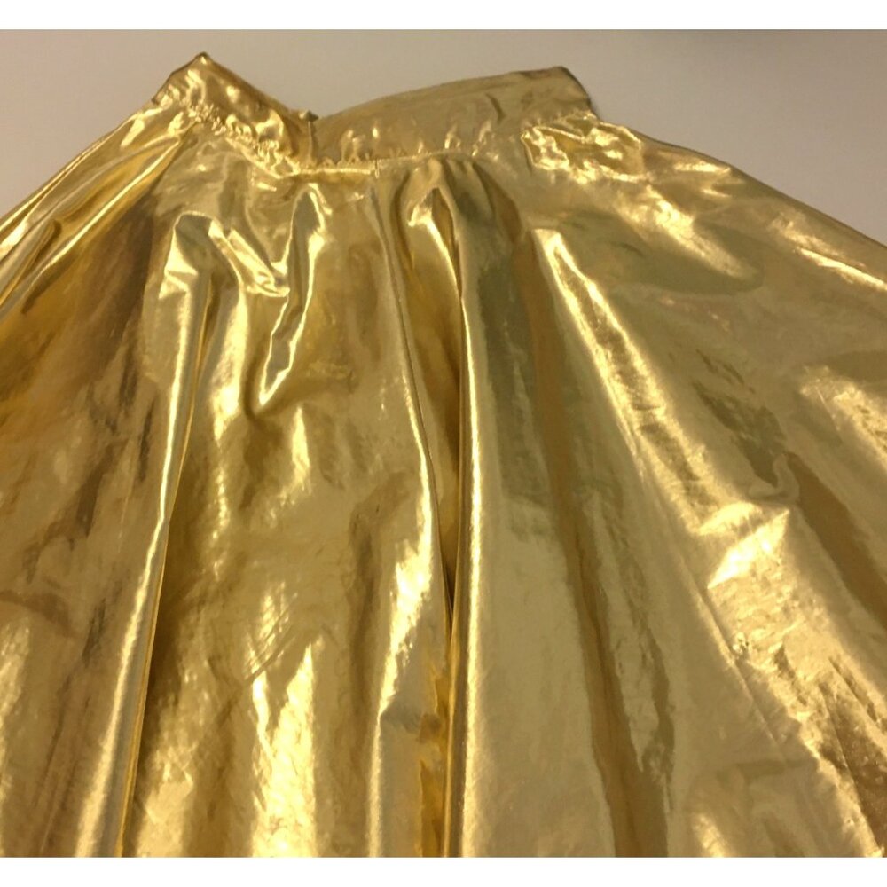 Vintage 70s 80s 90s Frederick's of Hollywood Gold Lame Circle Skirt Disco (BT) - Picture 9 of 11